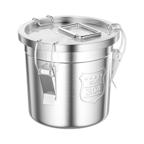 304 Stainless Steel Container 12L Airtight Food Storage Container with Lids & Locking Clips Stainless Steel Bucket for Kitchen