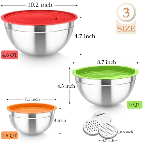Mixing Bowls Stainless Steel Nesting Salad Bowls Set (6 Count)