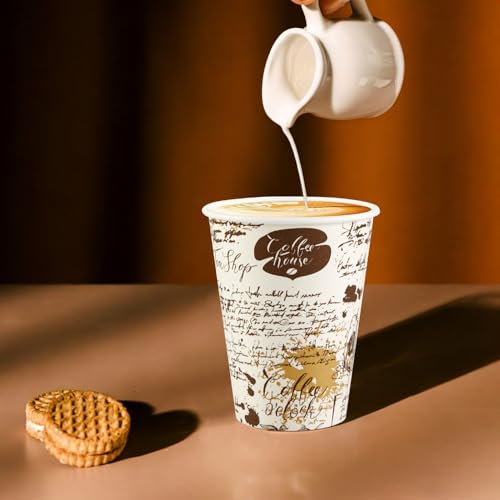 240 Pack 12 oz Disposable Paper Coffee Cups Retro Leak (240 Count)