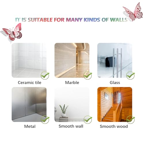 3D Butterfly Wall Decor 48 Pcs Blood Red Butterfly Decorations (48 Count)