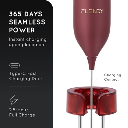 Rechargeable Milk Frother Handheld with Charging Stand