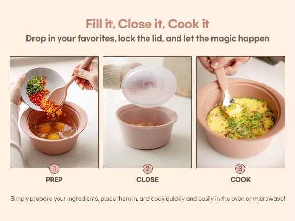 Microwave Silicone Steamer for Baby Food, Made In Korea, Oven & Dishwasher Safe to 482°F, Easy Clean, Microwave Pot with Handle & Lid, 100% Food Grade Steamer Bowl (Terracotta Rose, 27.1oz (800ml)) - Blissbrew