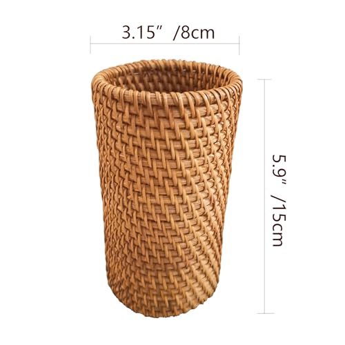 Handmade High Wall Rattan Pen Cup