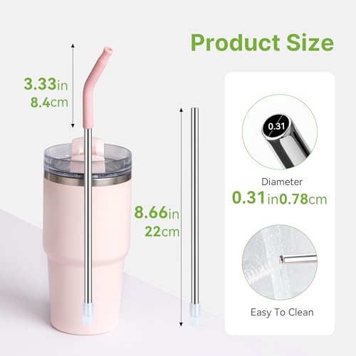 Metal Straws With Silicone Tip For Stanley Adventure Quencher H2.0 Tumbler 14 oz 20 oz