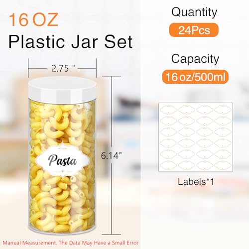 Plastic Jars with Lids 16 OZ (24 Count)