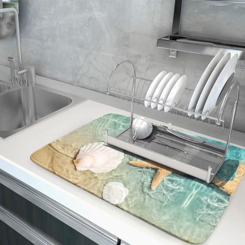 Summer Beach Style Dish Drying Mat for Kitchen Counter