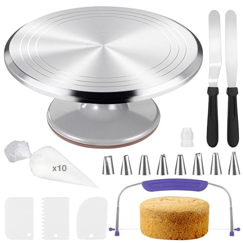 12 Inch Cake Turntable Decorating Stand with Aluminum (25 Count)