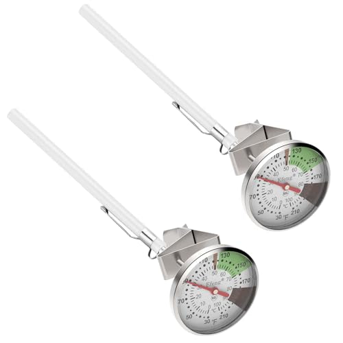 Instant Read Coffee Milk Frothing Thermometer with1.75 inch Dial 5 inch Probe Clip (2 Count)