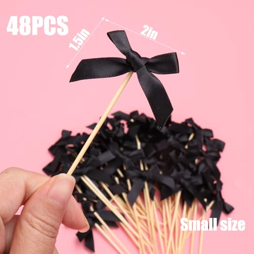 48Pcs Bow Cupcake Toppers (48 Count)