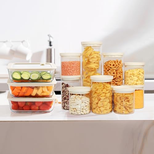 Glass Food Storage Jar with Glass Lid (6 Count)