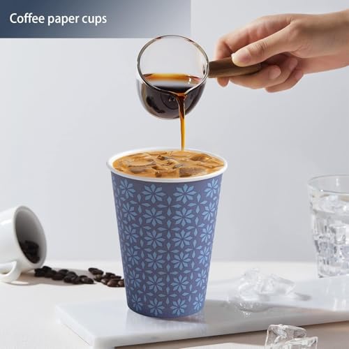 1000 Pack Paper Cups 8 oz Bulk Disposable Coffee Cups Navy Floral (1000 Count)