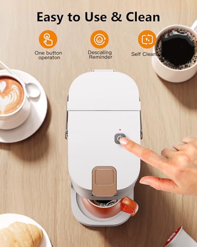 Mini Single Serve Coffee Maker for K Cups and Grounds with Handle