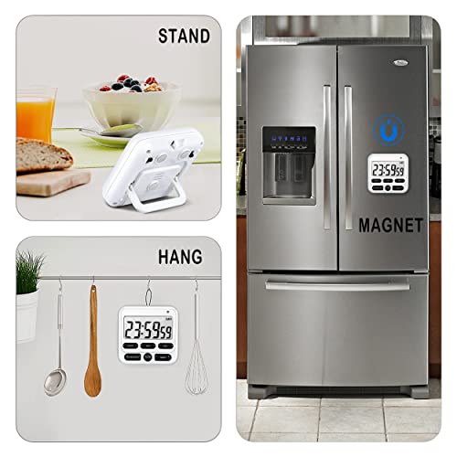 4-in-1 Digital Timer with Count Up/Down, Clock & Alarm, Ring & Silent Modes