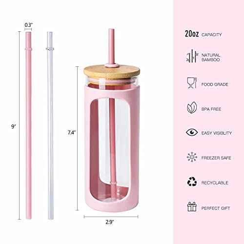 20oz Glass Tumbler with Straw and Lid (2 Count)