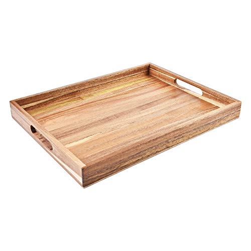 Acacia Wood Serving Tray with Handles
