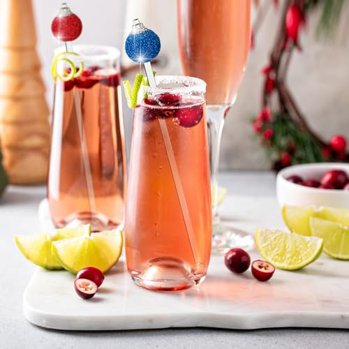 36 Pcs Christmas Glitter Ball Drink Stirrers