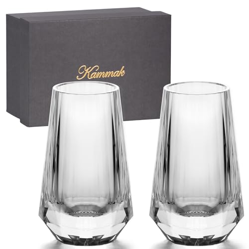 Crystal Whiskey Glasses Set of 2 Handcrafted Shot Glasses Stemless (2 Count)