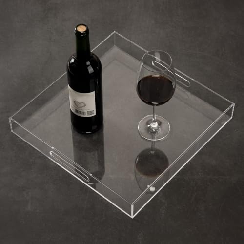 Clear Sturdy Acrylic Serving Tray with Handles