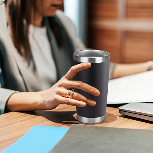 20 oz Tumbler Stainless Steel Tumblers Bulk with Lid Double Wall Insulated Coffee Tumbler Cups for Hot & Cold Drinks Powder Coated Travel Coffee Tumbler Mug Metal (12 Count)