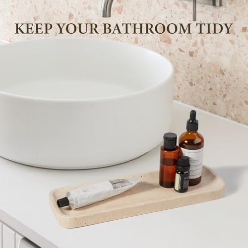 Marble Tray 12"x4" Marble Vanity Tray for Bathroom Kitchen Countertop Sink