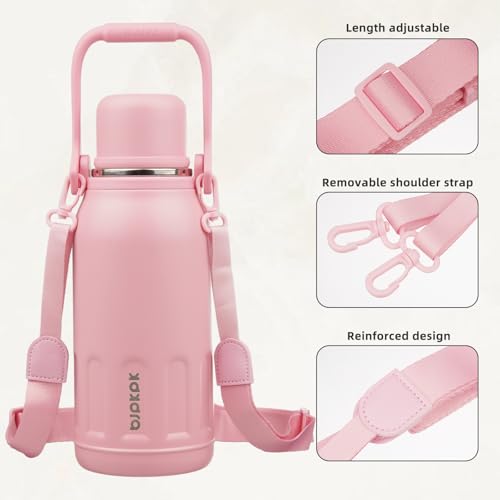 Stainless Steel Insulated Bottle with Handle & Strap