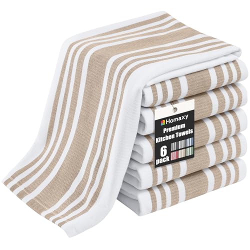Premium Cotton Stripe Kitchen Towels 6 Pack (6 Count)