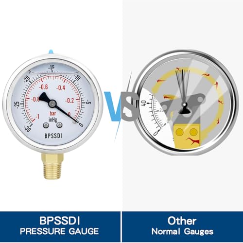 30 inHg Vacuum Silicone Oil Liquid Filled Low Pressure Gauge