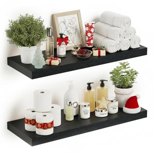 Deep Floating Shelves for Wall 24 inches Long Set of 2 (2 Count)