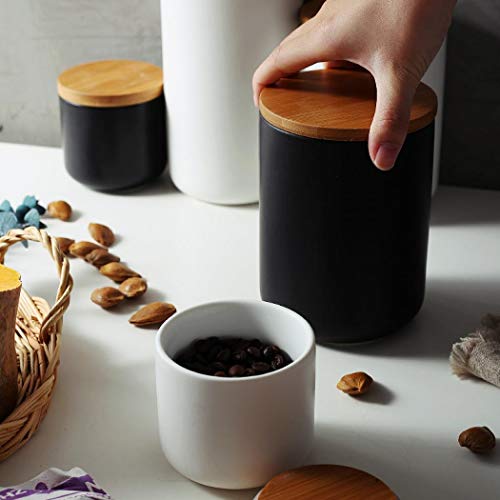 Ceramic Food Storage Jar Canister Modern Design Food Canisters with Airtight Seal Bamboo Lid