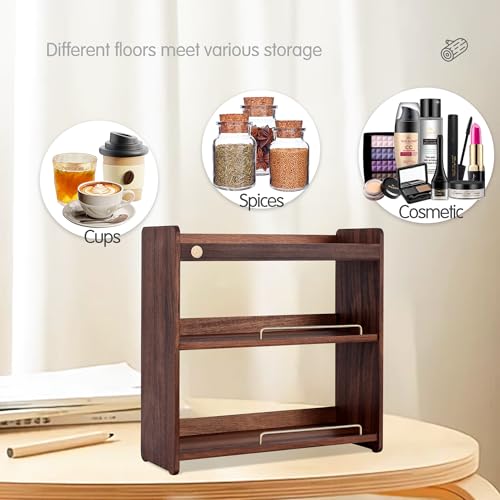 Coffee Mug Holder Wooden Cup Rack Mug Display Shelf Coffee Cup Holder for Countertop with 3 Tier Wood Coffee Mugs Holder for Kitchen Coffee Cup Storage