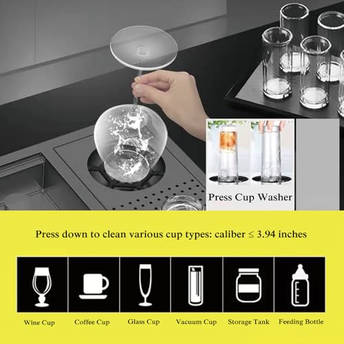 Topmount Bar Sink 21.6 x 17.7 Inch Stainless Steel Single Bowl Workstation Kitchen Sink with Press Cup Washer and Swivel Folding Faucet