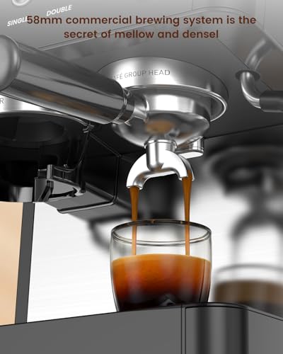 2026 Upgrade) Espresso Machine with Grinder, Expresso Coffee Machines with Built-in Anti-Clog Coffee Grinder/Milk Steam Wand/Frother, Expresso Machines for Home Perfect Cappuccino & Latte-Matte Black