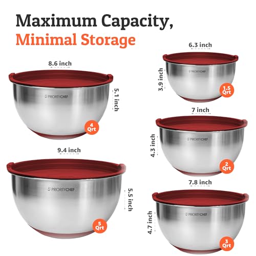 Premium Mixing Bowls With Airtight Lids Set