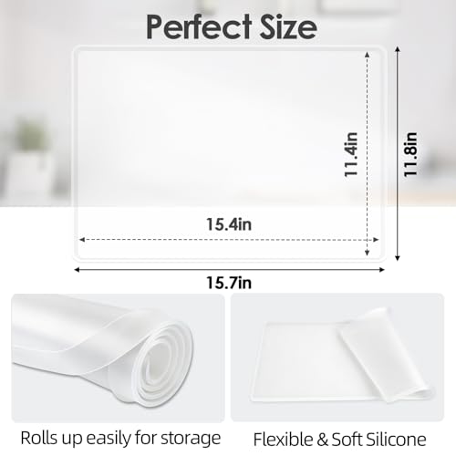 Silicone Coffee Maker Mat with Lip for Countertops 15.7''x11.8''Translucent