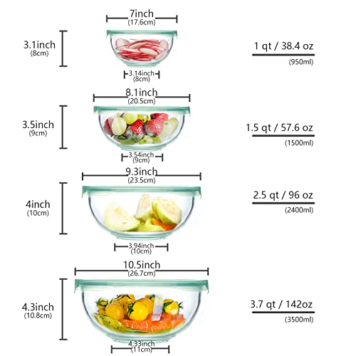 Glass Mixing Bowl with Lids Set of 4 (4 Count)
