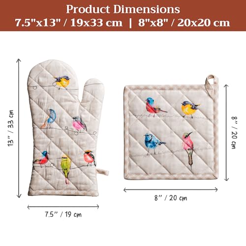 100% Cotton Oven Mitt & Pot Holder Set