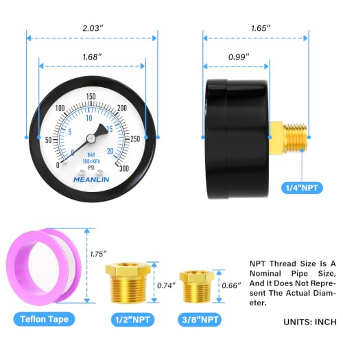 0~300Psi Well Pump Pressure Gauge