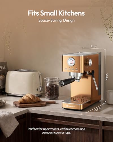 Slim Espresso Machine with Milk Frother