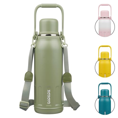 Stainless Steel Insulated Bottle with Handle & Strap