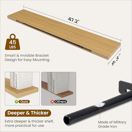 48 Inch Oak Floating Shelves (2 Count)