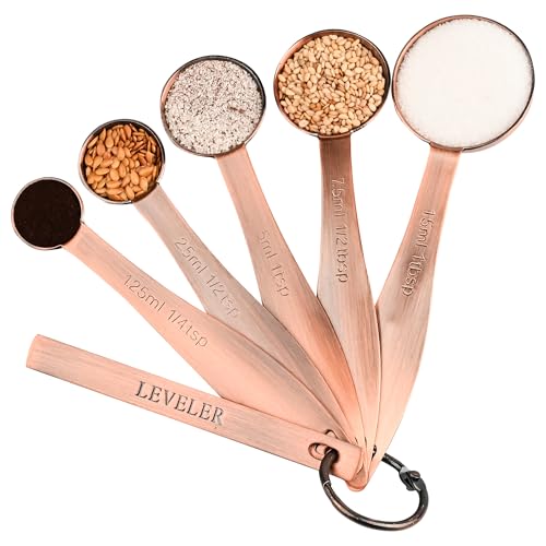 Copper Plated Measuring Cups and Spoons Set