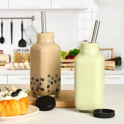 24pcs 16oz Glass Juice Bottles with Lids (24 Count)