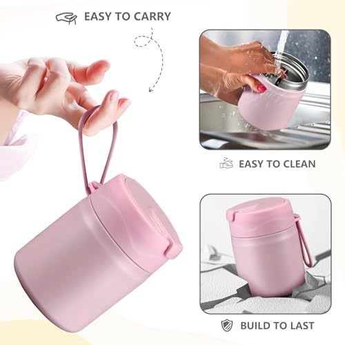 17oz Soup Thermo for Hot Food Kids Insulated Vacuum Food Jar with Stainless Steel Spoon Wide Mouth Thermo Leakproof Lunch Food Container Kids Hot Lunch Box