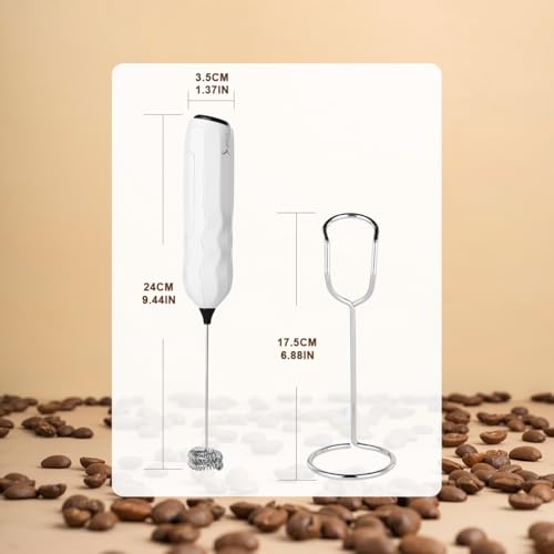 Ultra Fast Handheld Milk Frother Double Whisk with Stand 2 Batteries Stainless Steel for Lattes Cappuccino Matcha Hot Chocolate Coffee Bar Accessories Kitchen Gadgets Gift