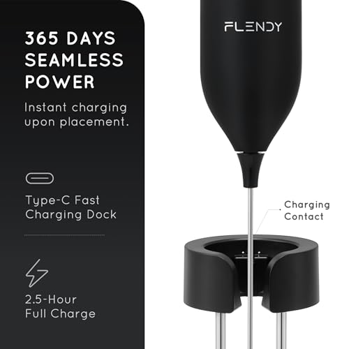 Rechargeable Milk Frother Handheld with Charging Stand