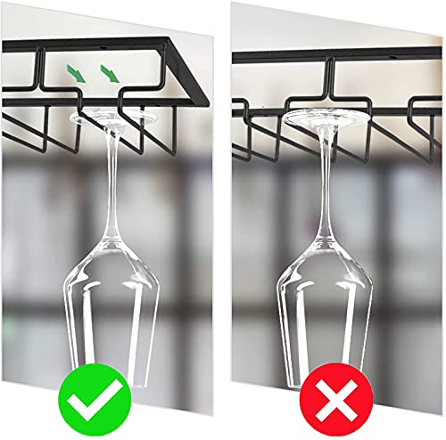 Wine Cup Holder Table Decoration Storage Hanger Metal Organizer for Bar Kitchen Stemware Rack Under Cabinet Stainless Steel Hanger Storage Shelf Black (2 Count)