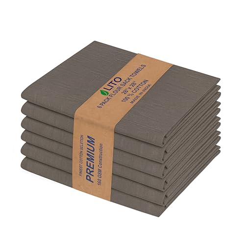 Flour Sack Dish Towels for Kitchen Set of 6 (6 Count)