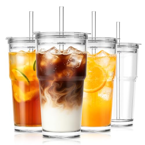20oz Clear Tumbler with bamboo Lid and Straw