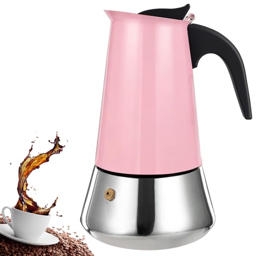 2 Cup Stovetop Espresso Maker Stainless Steel Moka Pot Stove Top Percolator Italian Coffee Makers Capable Mocha Greca Machine Cafe Classic Induction Cookers for Home and Camping 100ml 3.3oz