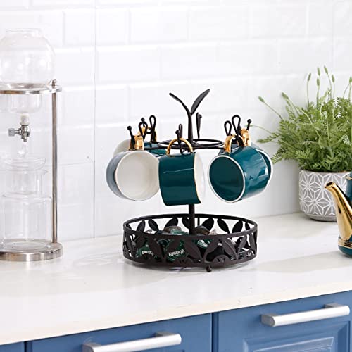 Coffee Mug Holder with Coffee Pod Basket Storage